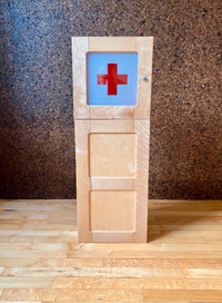 Ikea Wood Medicine Cabinet with Red Cross