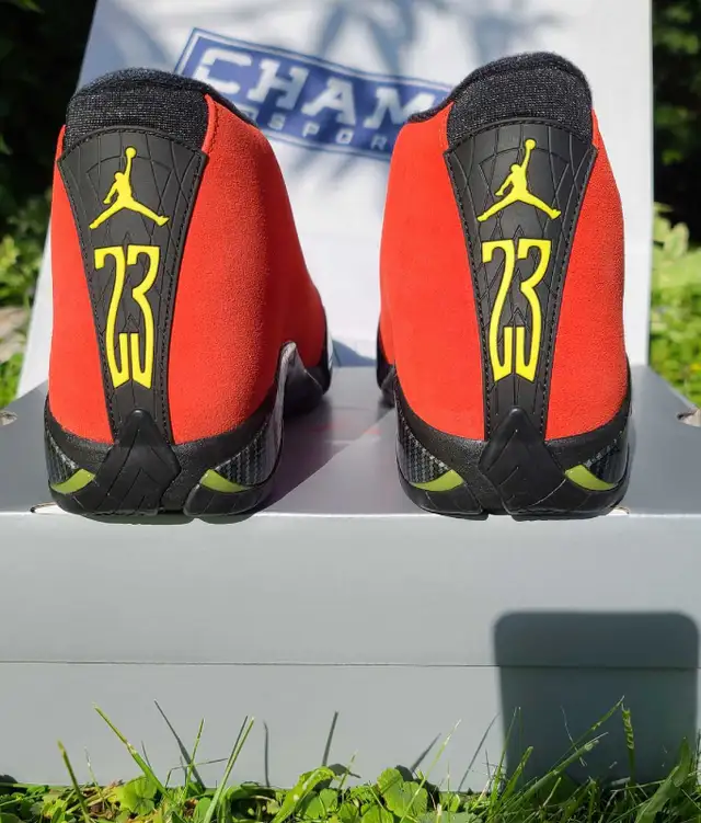 100% JORDAN 14 Ferrari Red 2025 in Men's Shoes in Oshawa / Durham Region - Image 3