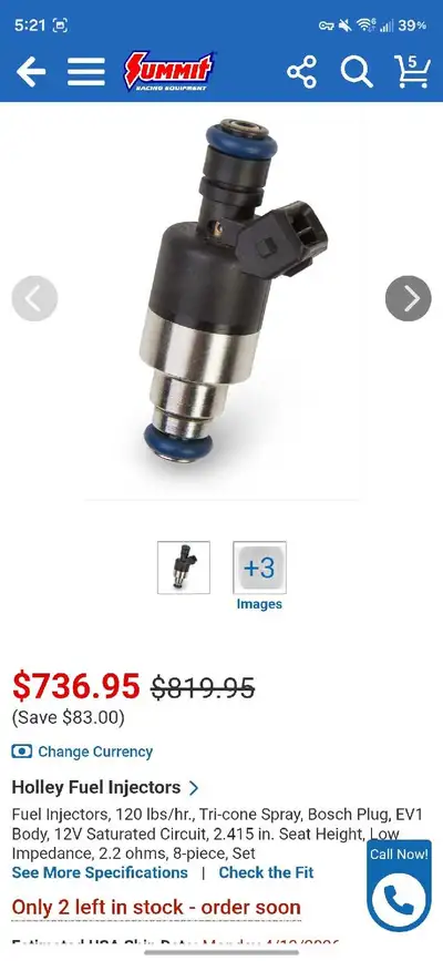 Brand new Holley Fuel Injectors. 120lb/hr flow rate. EV 1 body. Currently on slaw at JB's for $1120+...