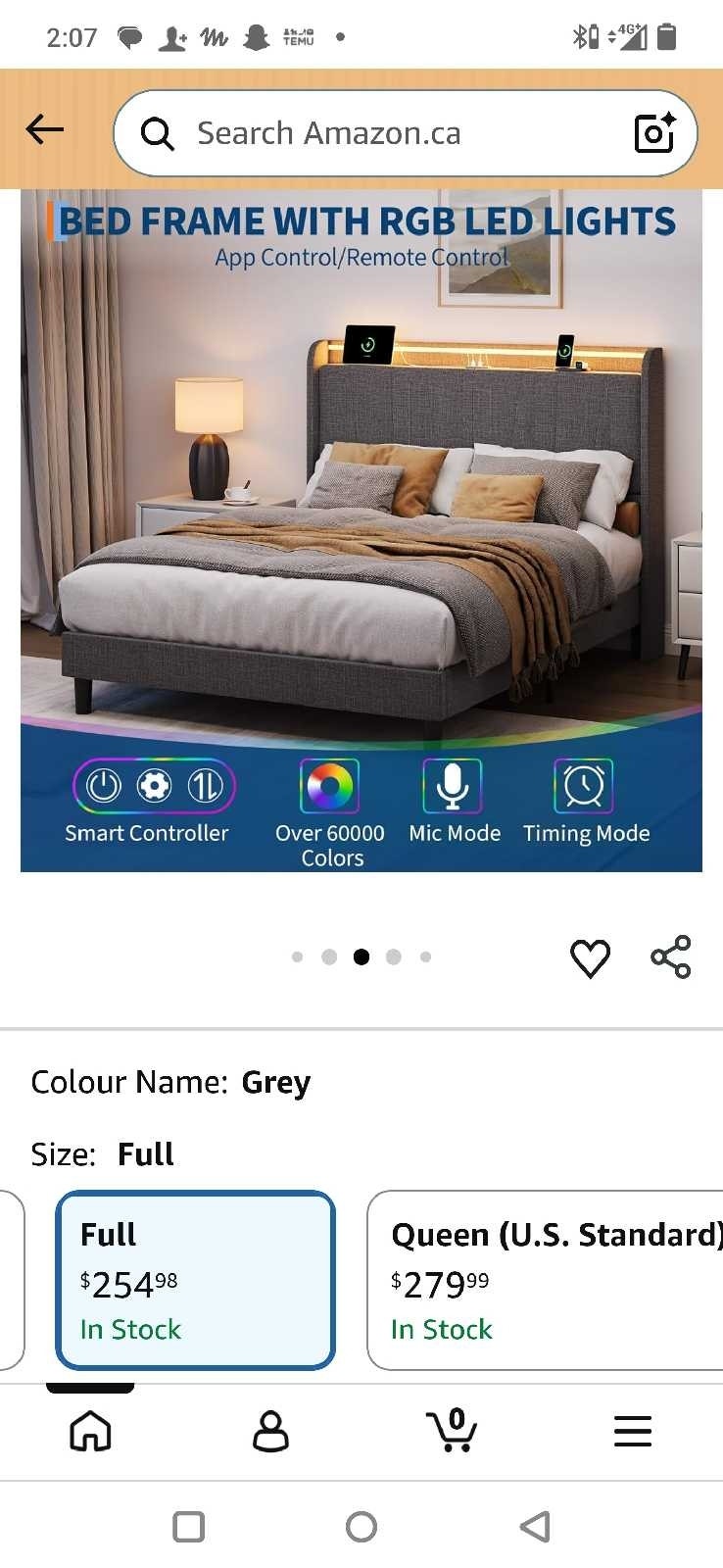 LED light bed frame with bookshelf headboard brand new in box | Beds ...
