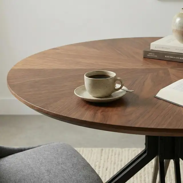 Brand New 47" Round Dining Table - Walnut Top & Black Metal Leg in Dining Tables & Sets in Markham / York Region - Image 5