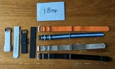 LOT of 6 18mm watch straps fabric nato rubber, View more
