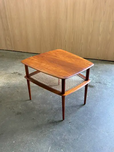 1950s Solid Teak & Cane Coffee  End Table by Peter Hvidt, View more