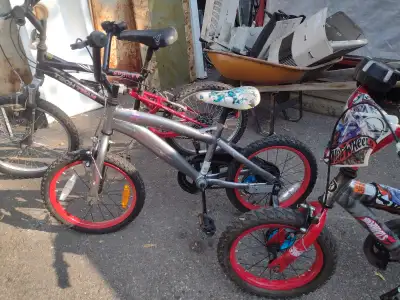 2small kids bikes,hot wheels bike, training wheels,, View more