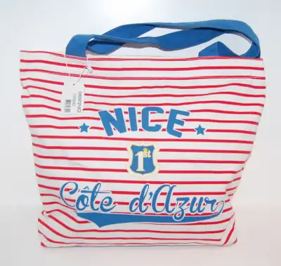 ✅ BRAND NEW French NICE Red Striped bag, View more