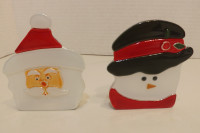 Santa and Snowman Tealight Pair Partylite P9466 Christmas
