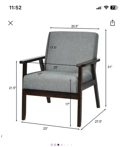 New - never used Grey Linen upholstery Accent chair, View more