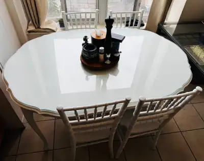 Wooden White Oval Dining Table with 4 Chairs, View more