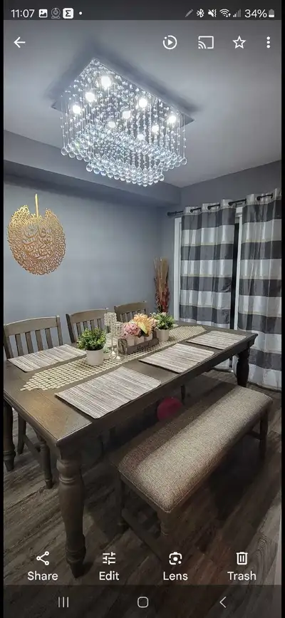 Great condition Comes with 5 chairs and 1 full size bench and dining table. Incredible offer and in...