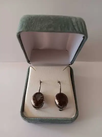 Sterling Silver/Light Beige GemStone Earrings: • I received these beautiful earrings as a gift aroun...