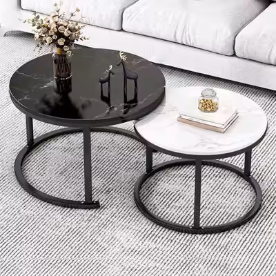 Nesting Coffee Table, Round Coffee Tables for Living Room, Office, Reception Room, Modern Decorative...