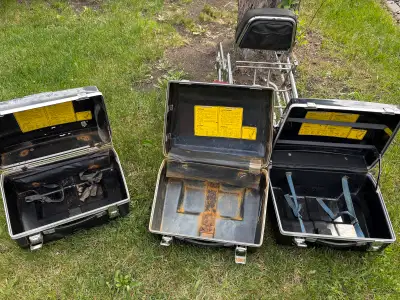 3 Vintage Honda Hondaline Travel Trunk Motorcycle Luggage W/ Rack 2 with keys Comes with backrest th...