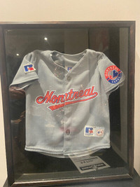 Kids framed vintage MLB Montreal Expos Jersey in shadowbox