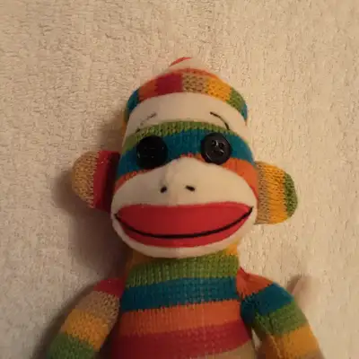 9" high x 5" wide. Very bright unfaded colours. Sewn tag attached. Shelf kept. Clean, and fluffy. Gr...