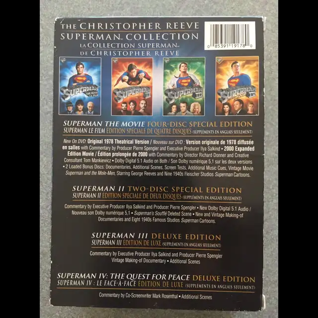The Christopher Reeve Superman Collection 8 disc DVD set EUC 63347537378305122