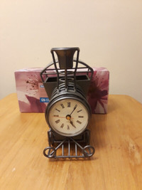 Vintage Rustic Metal  Locomotive Train  Clock $30