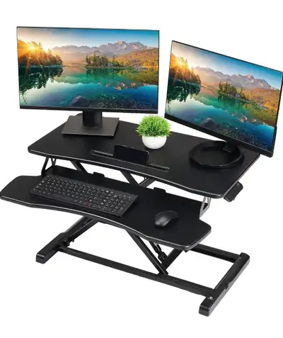 TechOrbits Standing Desk Converter – Rise-X Light, 32 Inch Wide, View more