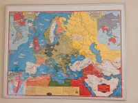 1940s Antique  Rare Genuine WWII Foldable Map of Europe 