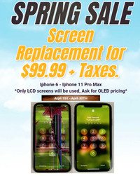 Screen replacement for $99.99 + tax only!