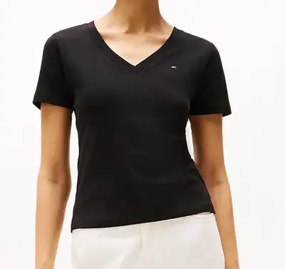 Tommy Hilfiger Black V-Neck T-Shirt - Women’s size S, View more