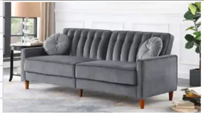 Velvet Fabric Sofa Bed - Grey, View more