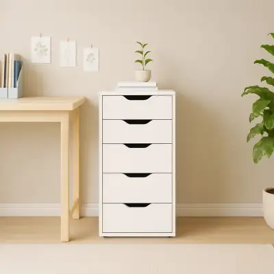 5-Drawer Unit White File Cabinet Organizer, View more