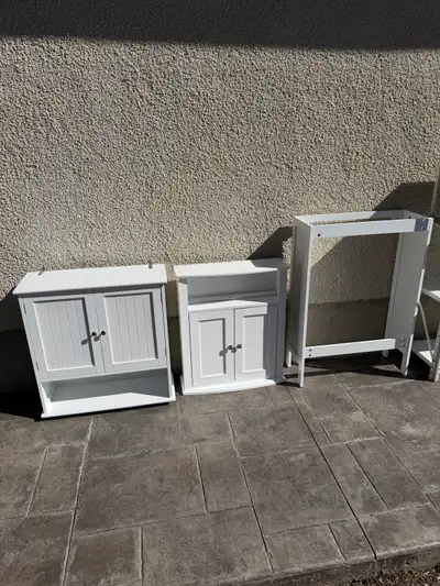 White Bathroom Storage Cabinet Set, View more