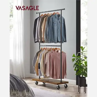VASAGLE Clothing Rack with Wheels and Extendable Bar, View more