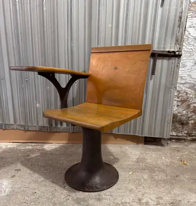Antique 1920's Cast Iron Classroom Desk, View more