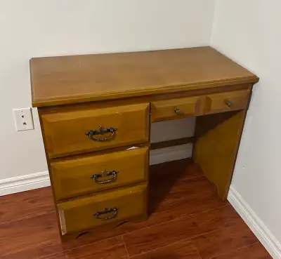 Wood desk with drawers, View more