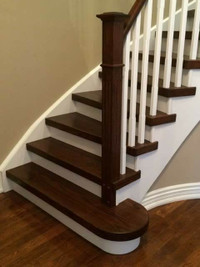 Hardwood flooring and stairs