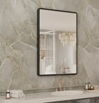 Rectangular Wall Mirror – Elegant Metal Frame for Bathroom Vanit, View more