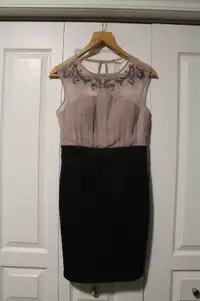 Pink and Black Illusion Neck Semi-formal Dress