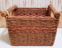 Extra Large Imported Multicolored Wicker Rattan Easter Basket