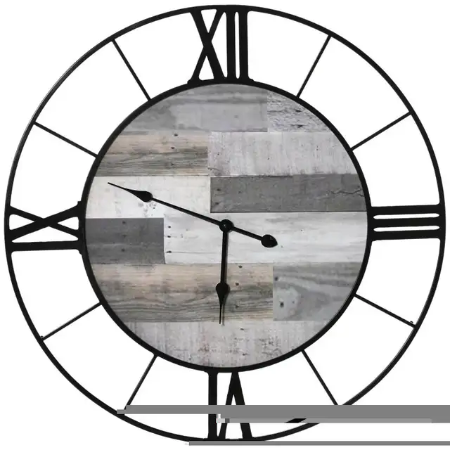 32 Inch Large Wall Clock. Black and Wood Grain Color. in Other in Markham / York Region - Image 3
