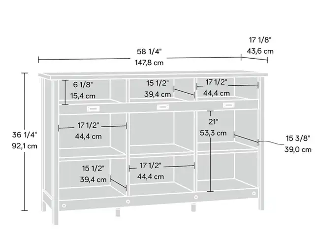 Sauder 417653 Adept 58 Inch Open Storage Credenza Sideboard NEW in Hutches & Display Cabinets in London - Image 3