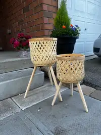 Nordic handmade flower basket on stand 