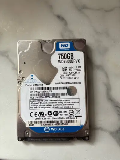 WD 750GB HDD, View more