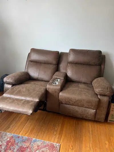 leather reclining love seat, View more
