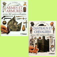2 livres sur chevaliers, châteaux, armes et armures