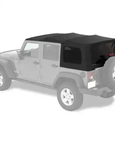 Brand new ST2 Premium Black Sunrider Soft Top is designed for a Jeep Sahara 2024, providing easy con...