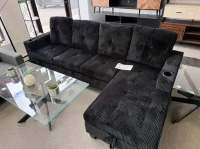 Black Corduroy Sectional Sofa, View more