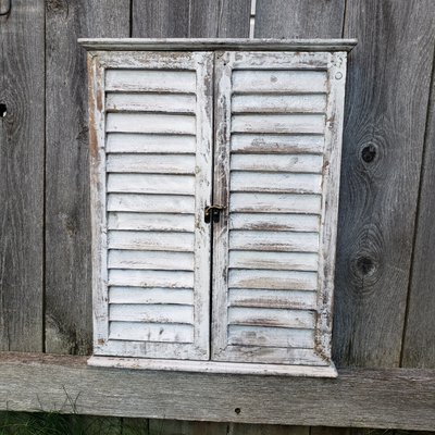 Distressed Wooden White Shutter Wall Mirror, View more
