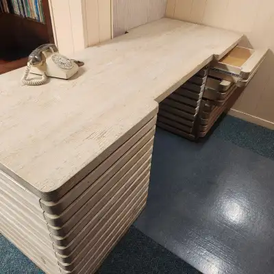 White washed office desk with chair, View more