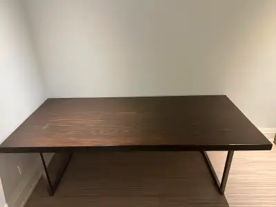 Modern Wood Dining Table with Metal Base - Excellent Condition, View more