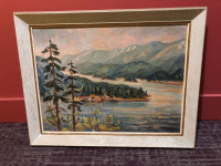 Original Oil Painting Antique Signed Framed Oil on Board Acrylic