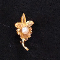 Delicate 18k gold Orchid Brooch / Pendant with Pearl accent