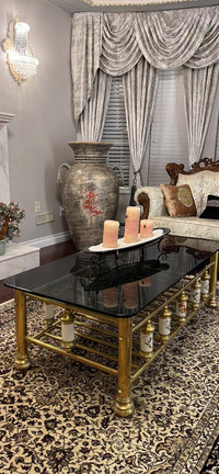 Brass coffee & two end tables BEAUTIFULL