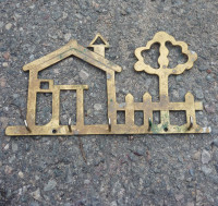 Vintage Brass Key, Dog Leash Holder in the shape of a House