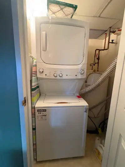 GE WASHER/Dryer for apartment. Model GUD27ESMMWW 27”, View more